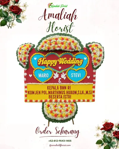 Karangan Papan Bunga Pernikahan di Petak Kaja